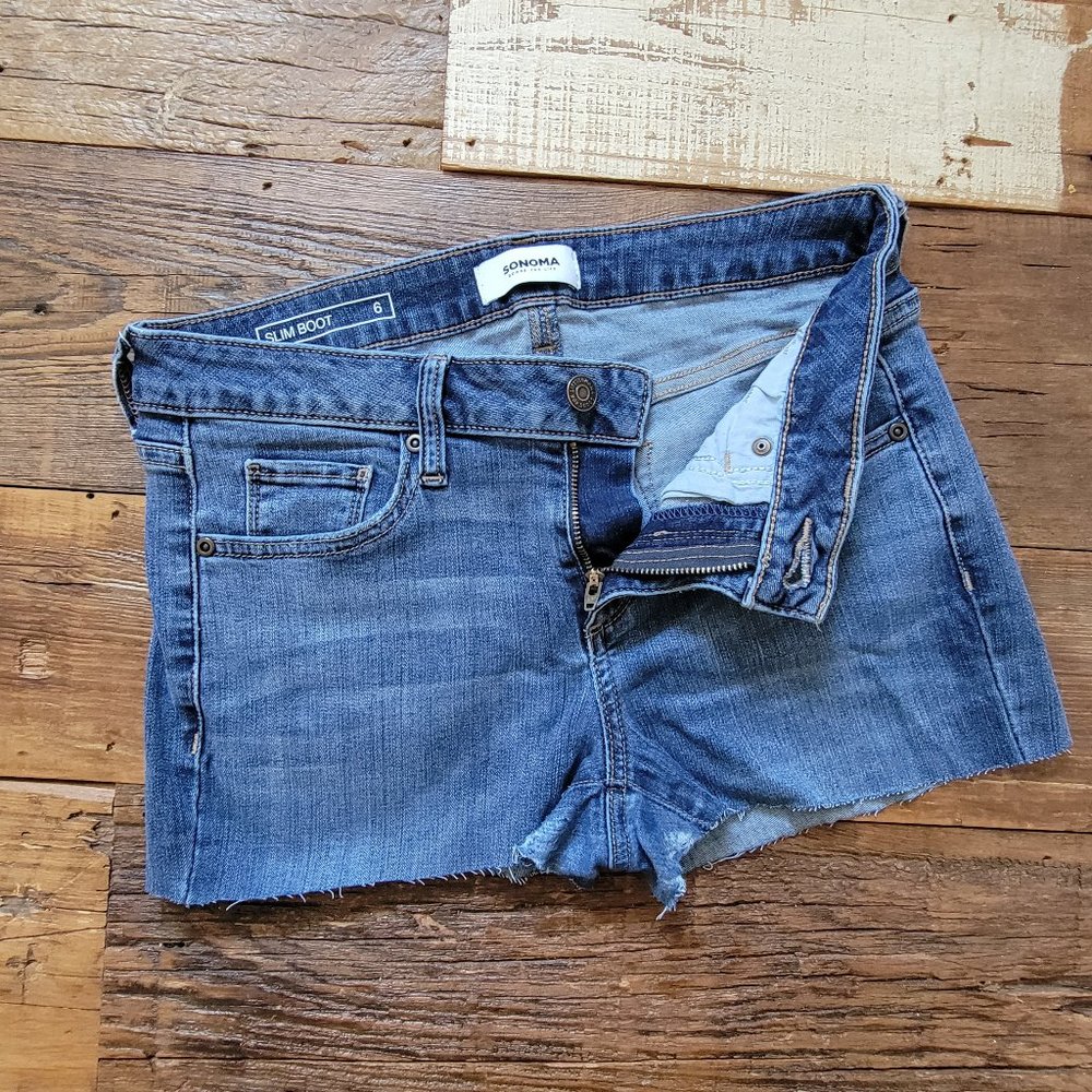 Sonoma Cutoff Mid-Rise Jean Shorts - 8 inch Rise, 2 inch Inseam - Size 6